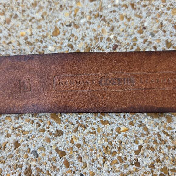 Vintage Fossil Butterfly Embossed Leather Belt L Boho Western Cognac Brass main image 8